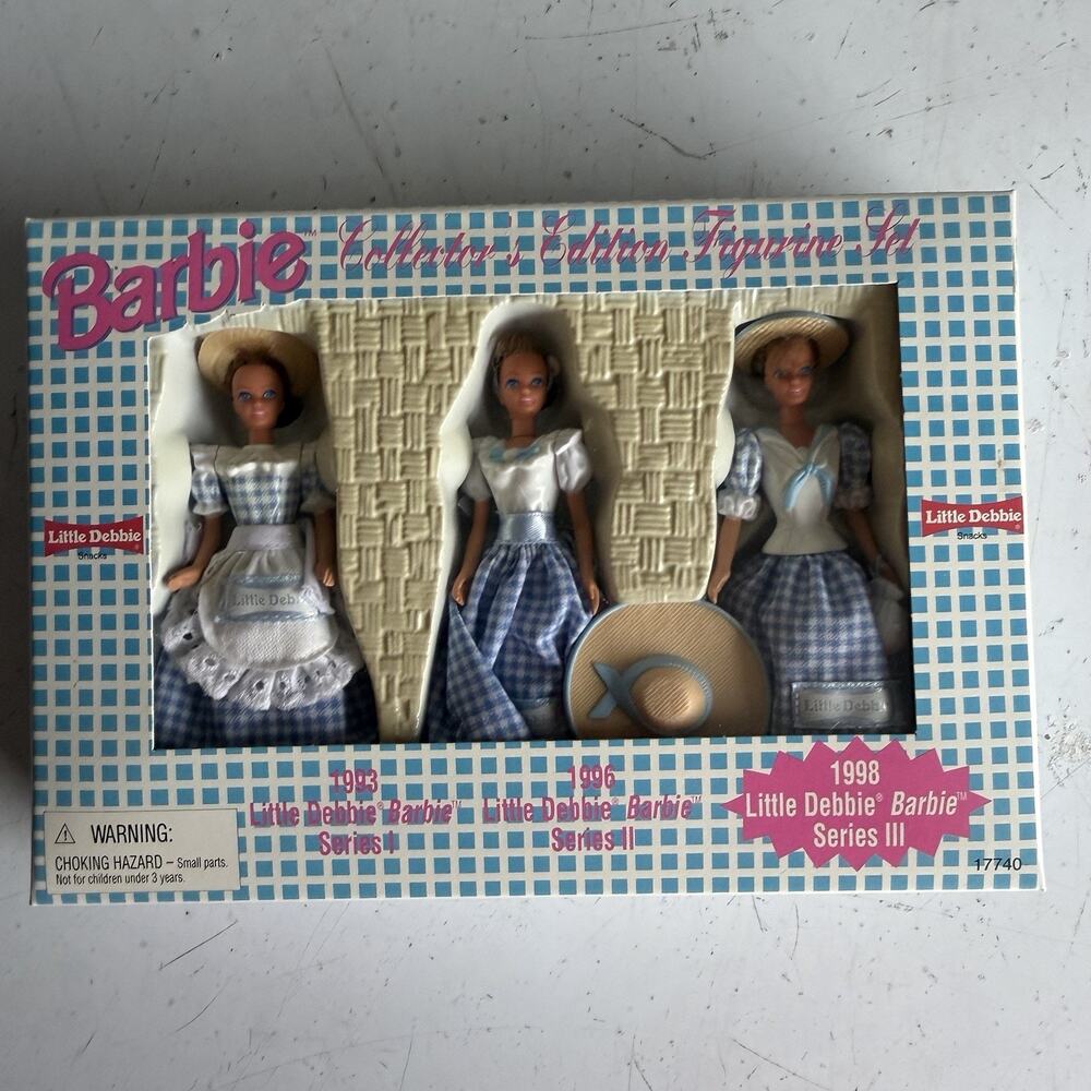 1998 Mattel Barbie Little Debbie Collector Figurine Set 3 Mini Dolls 17740 NIB